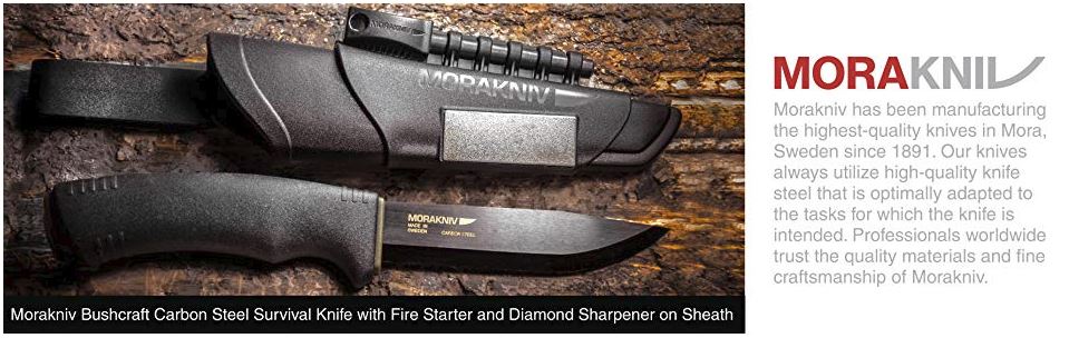 11 Black Survival II Knife With Blade Sharpener, Fire Starter & Sheath